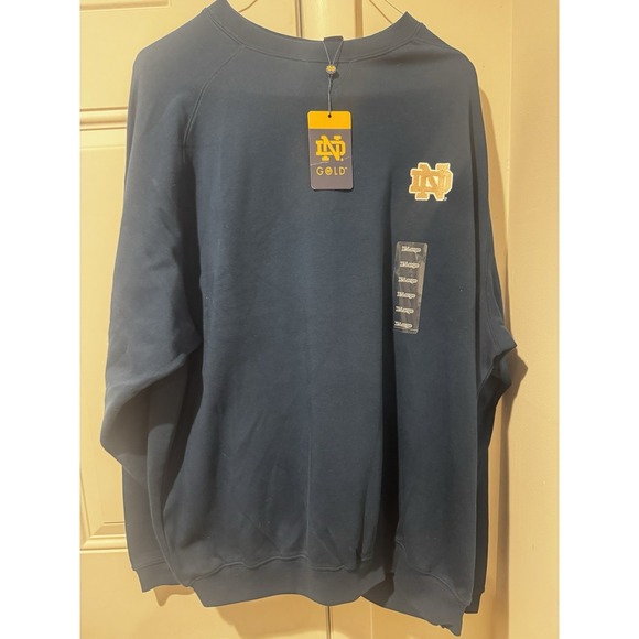 Vtg ND Gold Notre Dame Blue Sweatshirt Embroidered Logo Hammes‎ Bookstore NWT XL